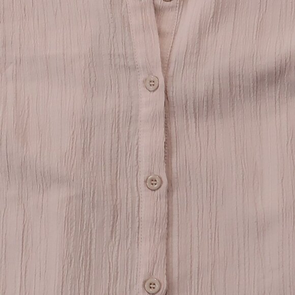 Zeagoo Shirt Womens L Cream Blouse Button Down Collared Short Sleeve Cuffed Hem - Picture 4 of 12